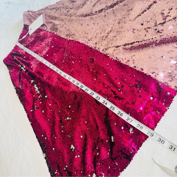 Pink Anthropologie NWT Fully Sequined Color block Skirt Endless Rose NEW XS Prom - Picture 3 of 12